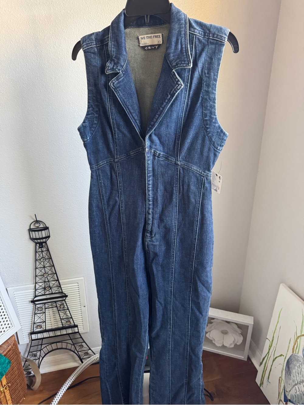 NWT Free People Crvy Ring The Alarm One Piece Denim Jumpsuit Sz XS - Picture 5 of 9